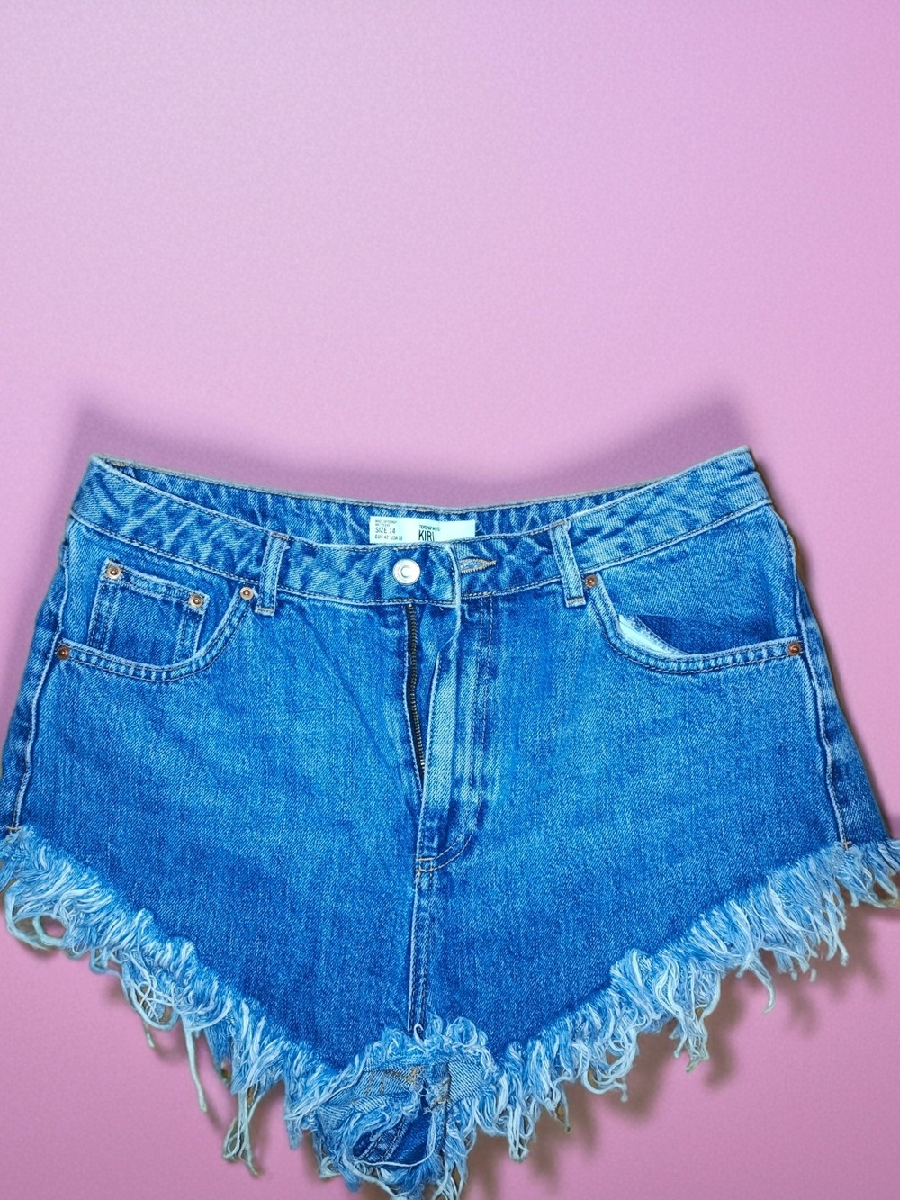 TopShop Moto KIRI Denim Frayed Hem Women's Shorts